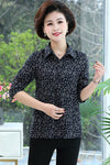 2021 Spring and Autumn New Cotton Ms. Ms. Ms. Thin Shirt Lilion Long Sleeve Middle-aged Mother Pack Middle-aged Women's