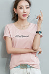 2021 summer women's care machine T-shirt female letter print round collar bottoming shirt T-shirt blouse wholesale 88868