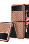 Suitable for Samsung Z Filp3 5G mobile phone shell folding screen mobile phone back shell leather lattice protective cover