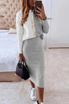 Women's Knitted Sweater Skirt Two Piece Set Women Slim Fit Elegant Tops Female Sweater Skirts Suits Office Lady Knitting Outfit