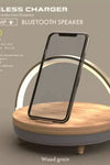 S21 Pro Bluetooth Speaker Wood Wireless Chargers LED Lamp Music Bedside Lamp Wireless Charger for Women Men Dad Mom