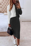 Women's Knitted Sweater Skirt Two Piece Set Women Slim Fit Elegant Tops Female Sweater Skirts Suits Office Lady Knitting Outfit