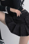 Y2K Black Denim Pleated Skirt